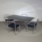 Steel and glass dining table by Max Sauze for Max Sauze Studio, 1970s