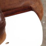 Original vintage mid century design armchair in brown leather, 1960s
