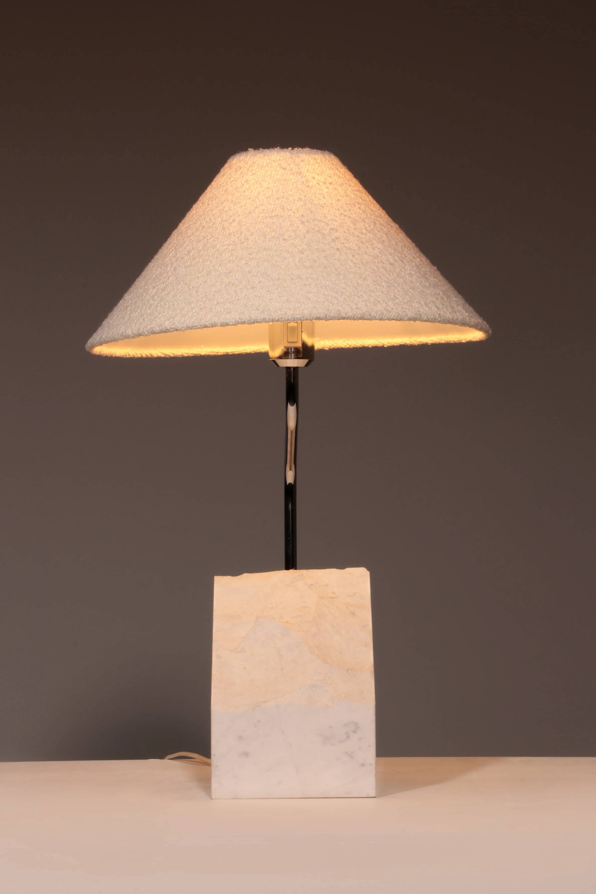 Marble and steel table lamp from Bergboms Scanlicht, 1970s, Sweden
