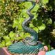 Antique candlestick base – stylised marine fish in patinated bronze