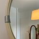 Vintage mirror round edge in white plastic and chrome diameter 46 cm