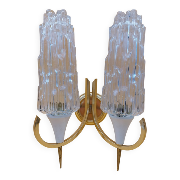 Applique double tulipe en verre Hoffmeister Iceberg Glass — Beyit