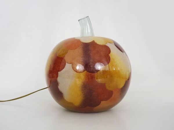 Lampe à poser en verre soufflé forme pomme années 70