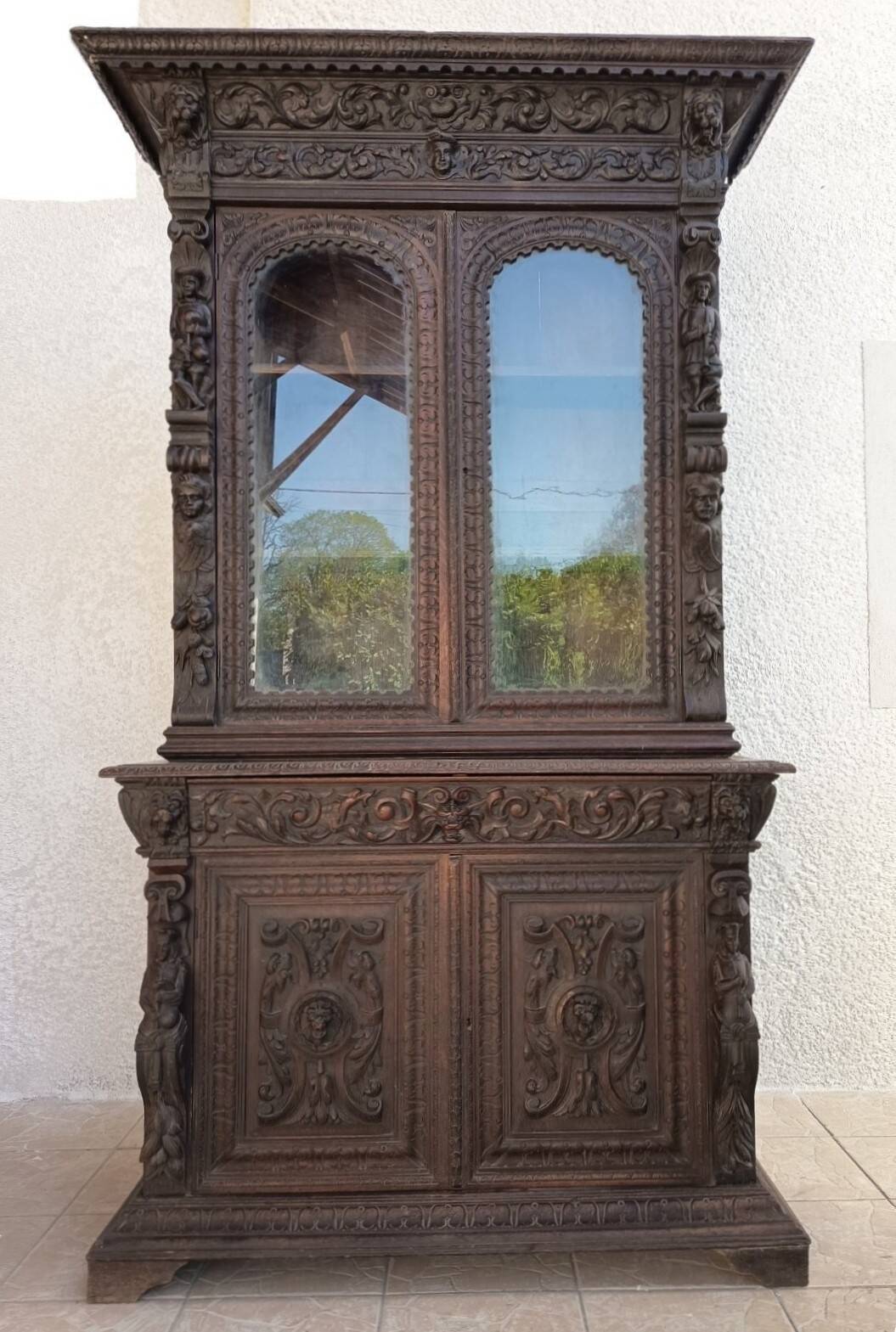 19th Century Oak Renaissance Library Buffet