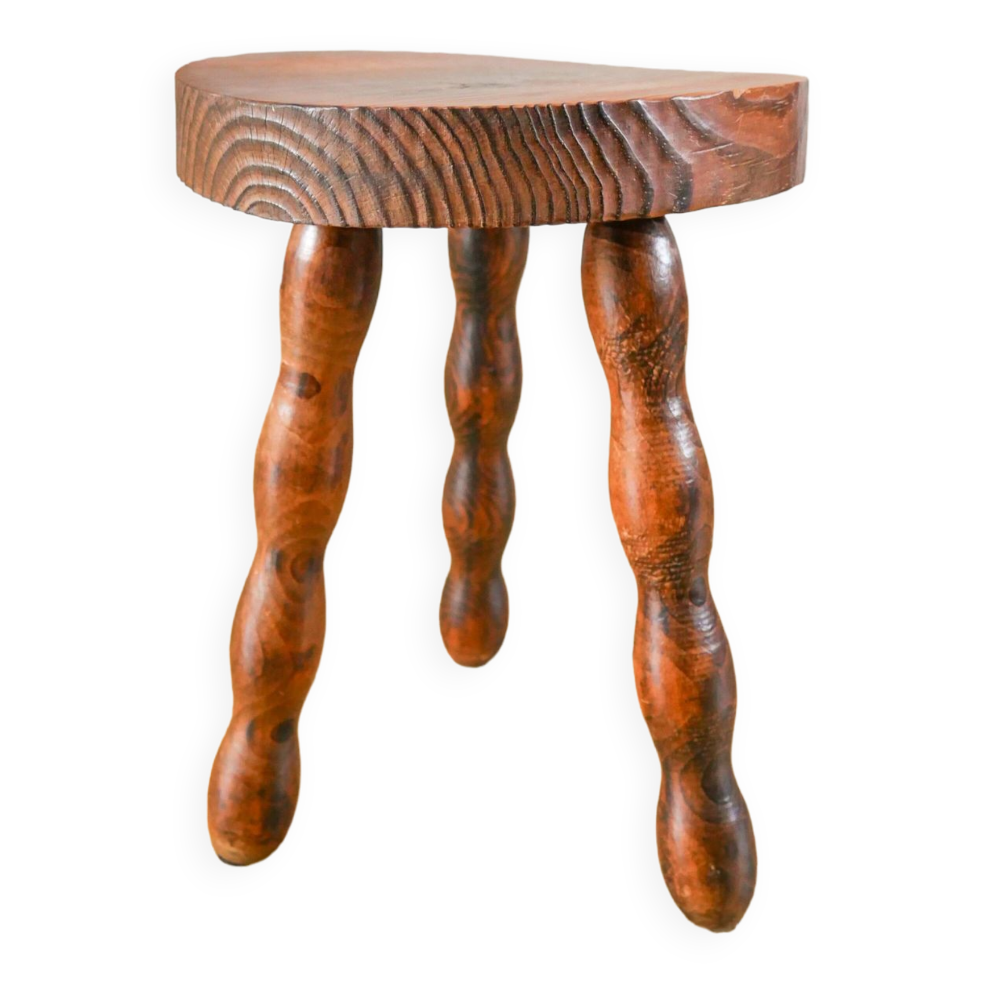 Vintage beaded wood tripod stool