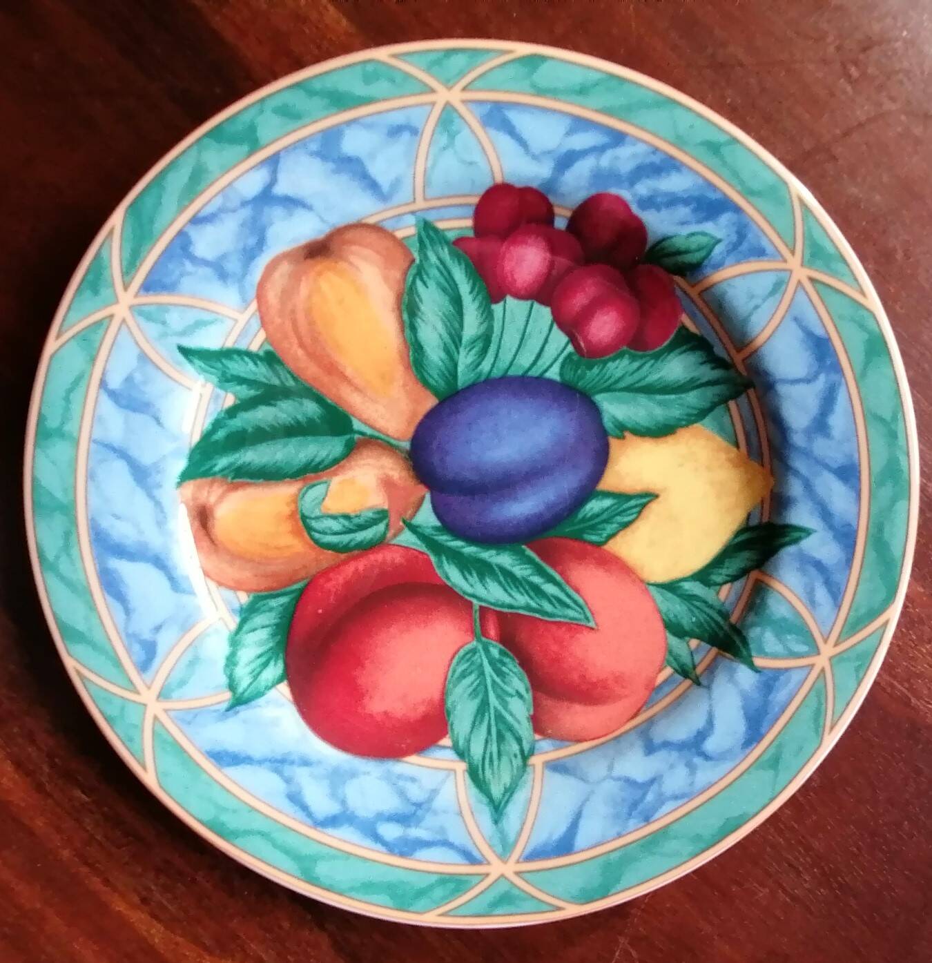 Set of 2 x 12 fine porcelain plates, dinner and dessert plates - Basket