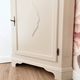 Corner unit in 2 parts, grey/beige and cane work.