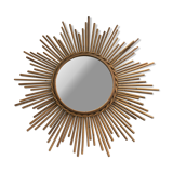 Old mirror soleil vintage in braided rattan 60