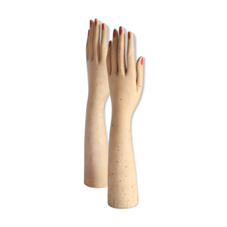 Wooden glove display mannequin hands, 1930s.