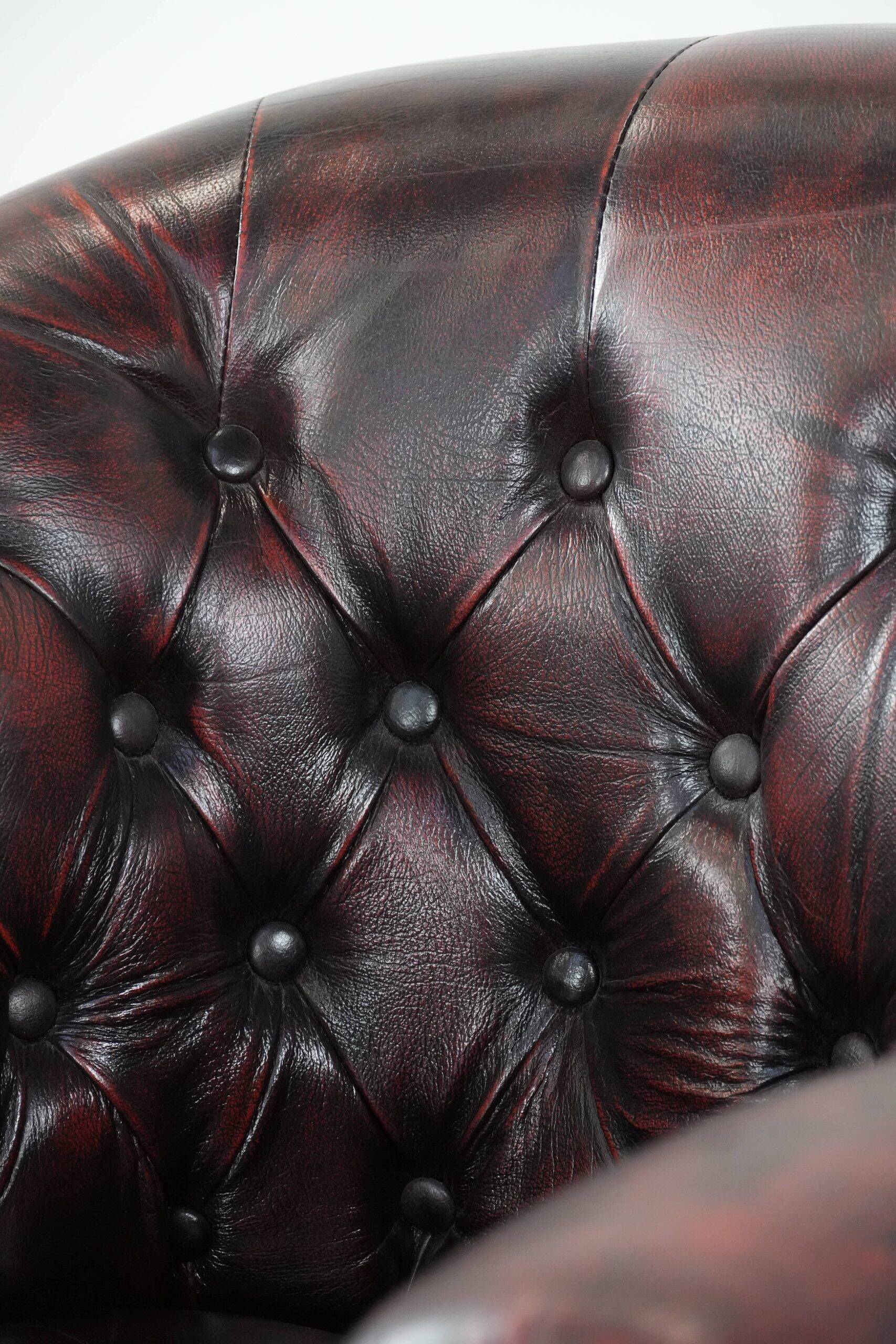 Cow leather Chesterfield club armchair in classic English style