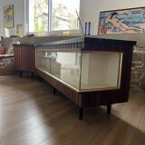 Vintage teak counter with display case