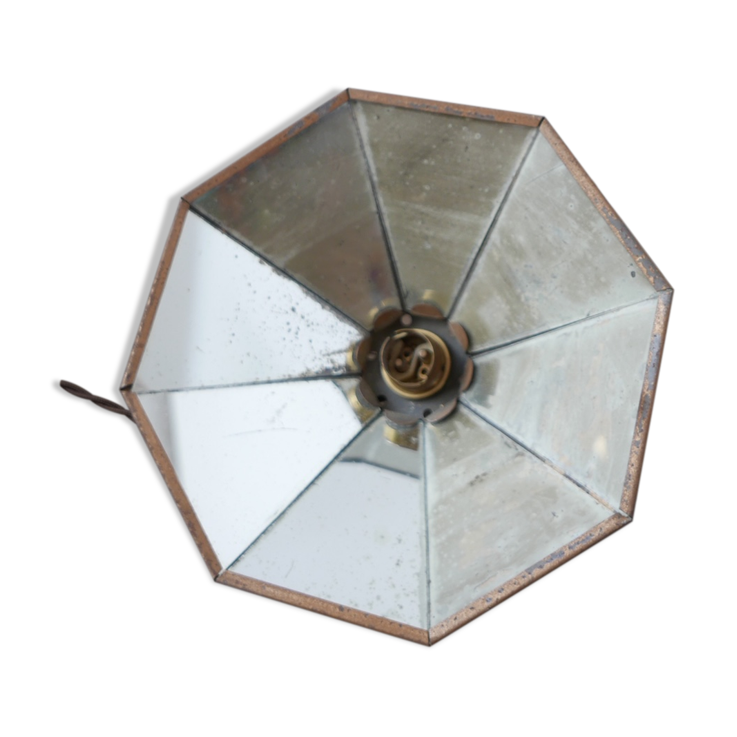 Antique industrial mirrored reflector shade pendant