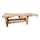 Industrial table Carpenter's workbench in natural raw wood vintage bohemian