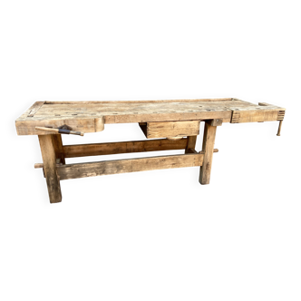 Table industrielle Établi menuisier en bois naturel brut vintage bohême