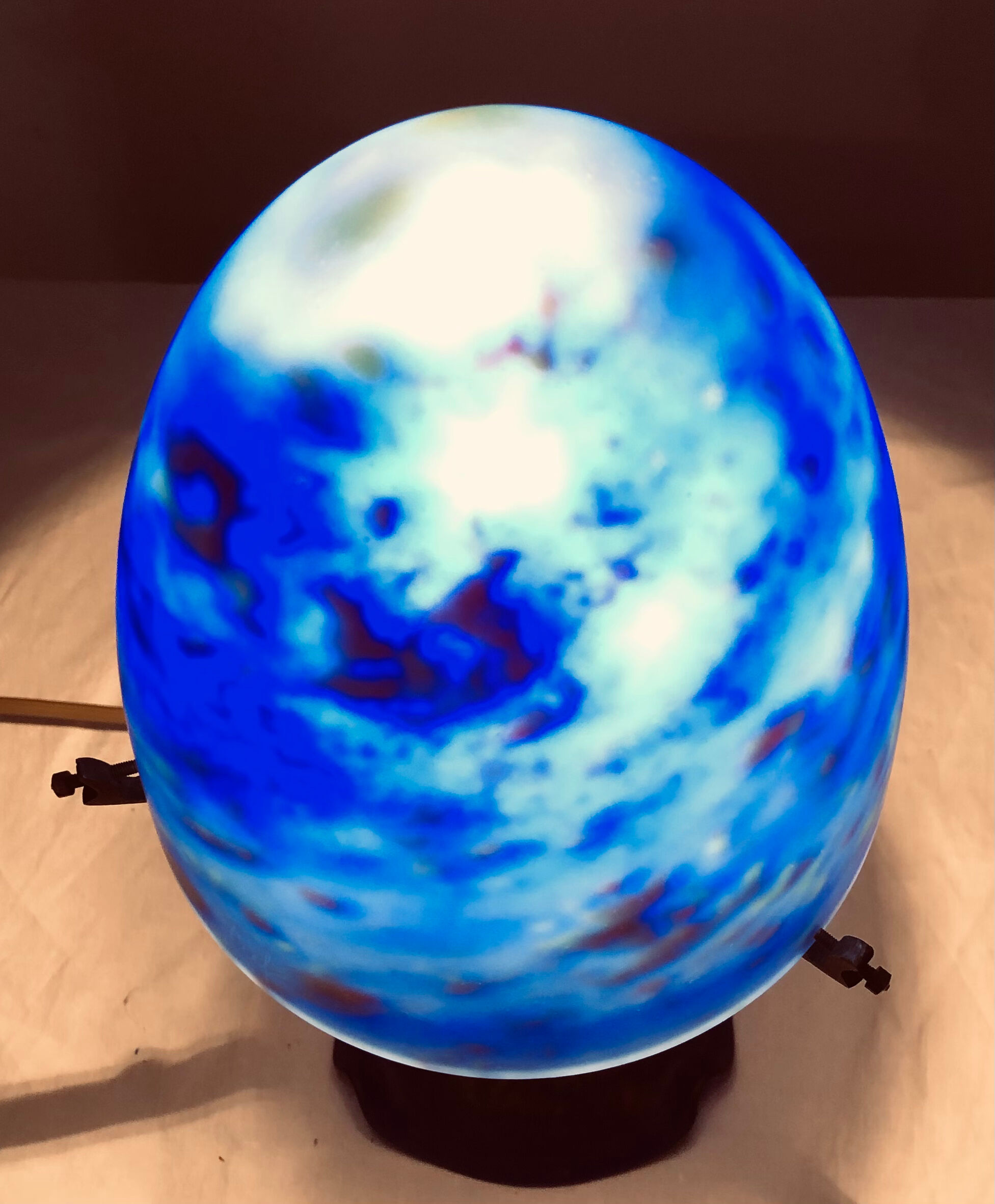 Vintage mushroom lamp in Klein blue marmorean glass paste