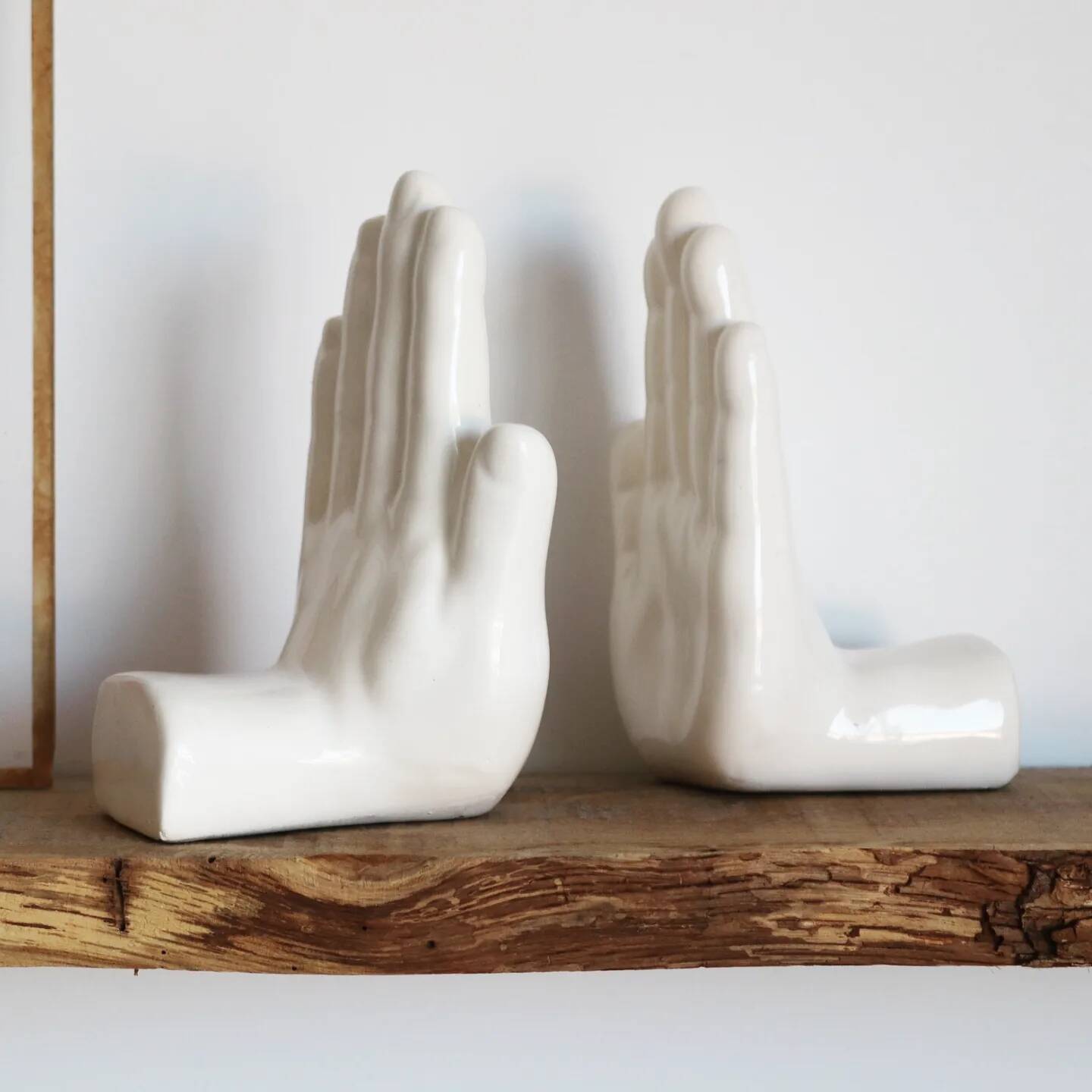 Pair of 80s ceramic hand bookends