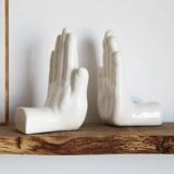 Pair of 80s ceramic hand bookends