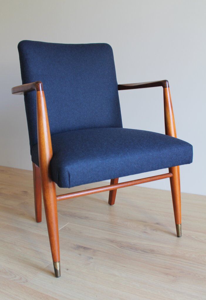 Scandinavian 60's navy blue armchair