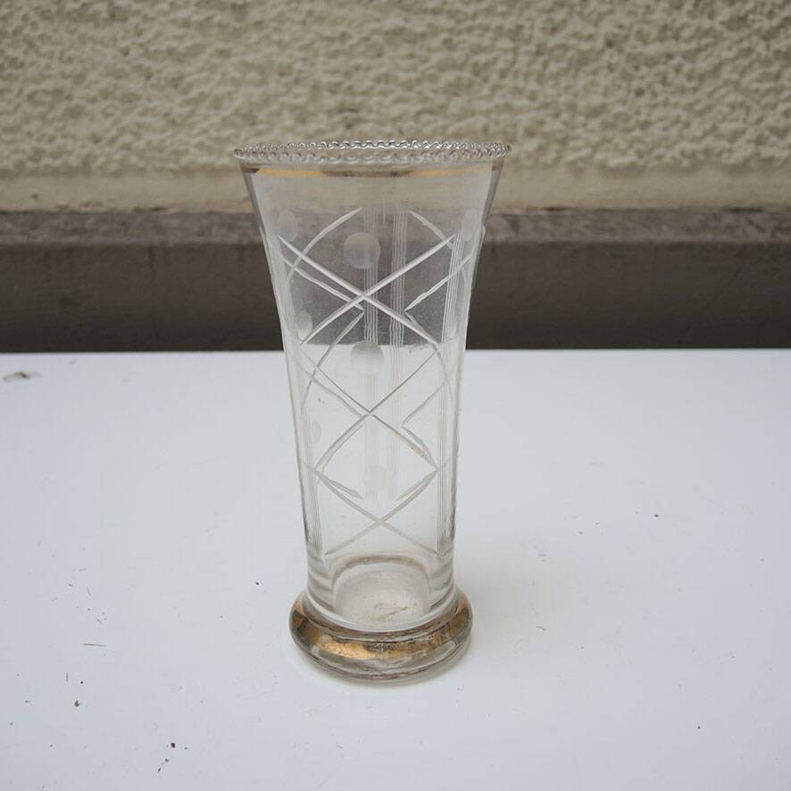 Vintage transparent glass vase from the 1960s.