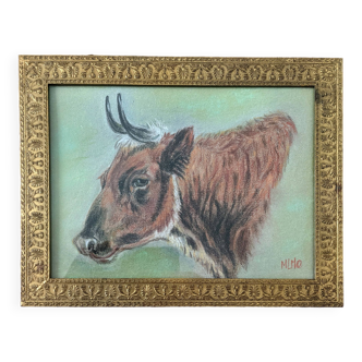 Tableau animalier, étude d’une vache.