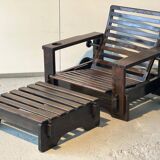 Wooden armchair with ottoman 1965