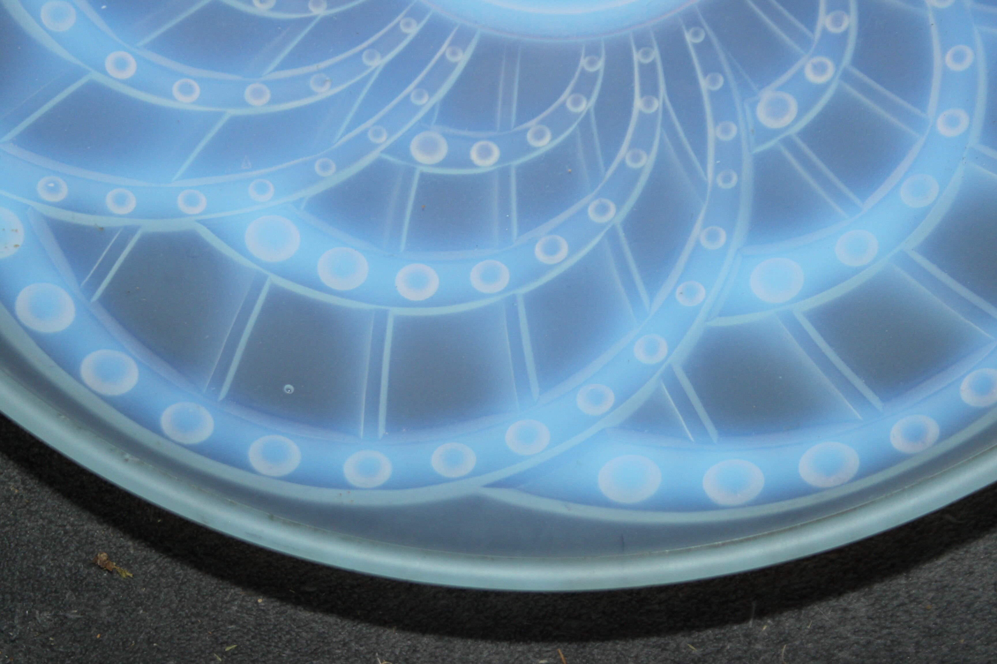 1930s opalescent glass art deco cut. Signed J Landier