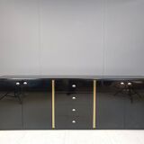 Vintage black lacquer sideboard, 1980s