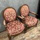 Pair of Louis XVI style armchairs in carved wood circa 1850