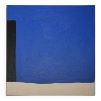 Trio bleu peinture originale sur toile tendue 80x80
