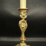 Large Rocaille / Rococo / Louis XV style candlestick lamp from the 19th century - bronze