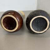 Set of Four 1970s Pottery Fat Lava "multicolor" Vases Made by Scheurich, Germany
