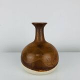 Vintage ceramic vase, brown and white.