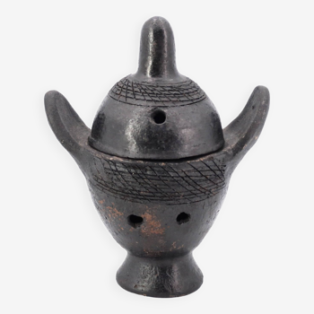 Black African incense burner in terracotta