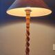 Table lamp in braided blond wood, braided rattan lampshade, 70 years