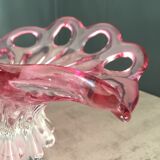 Coupe à fruit en verre soufflé rose