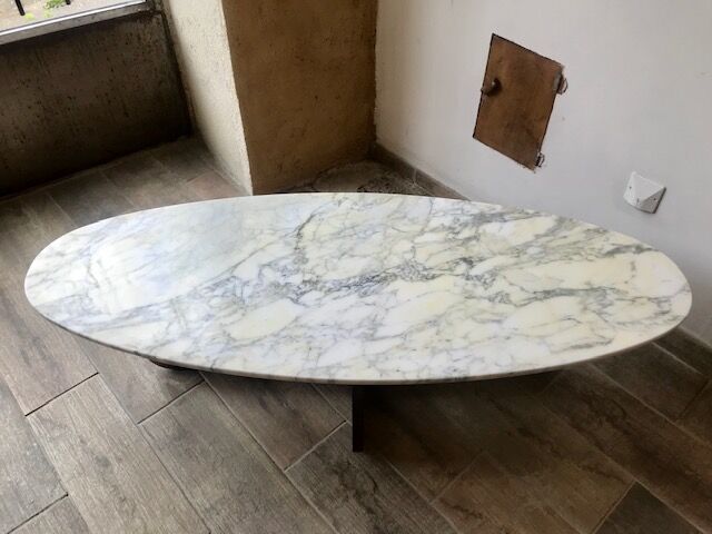 Marble and wood coffee table