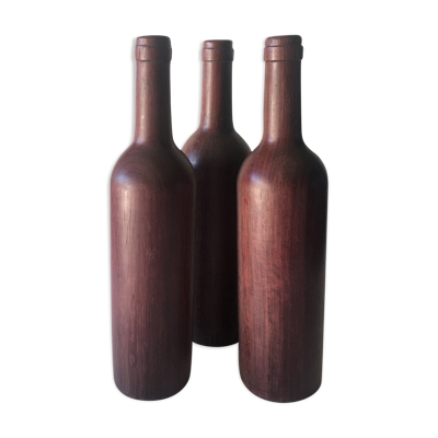 Bouteilles factices en bois exotique