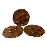Set of 3 oyster and shellfish plates, Sarreguemines