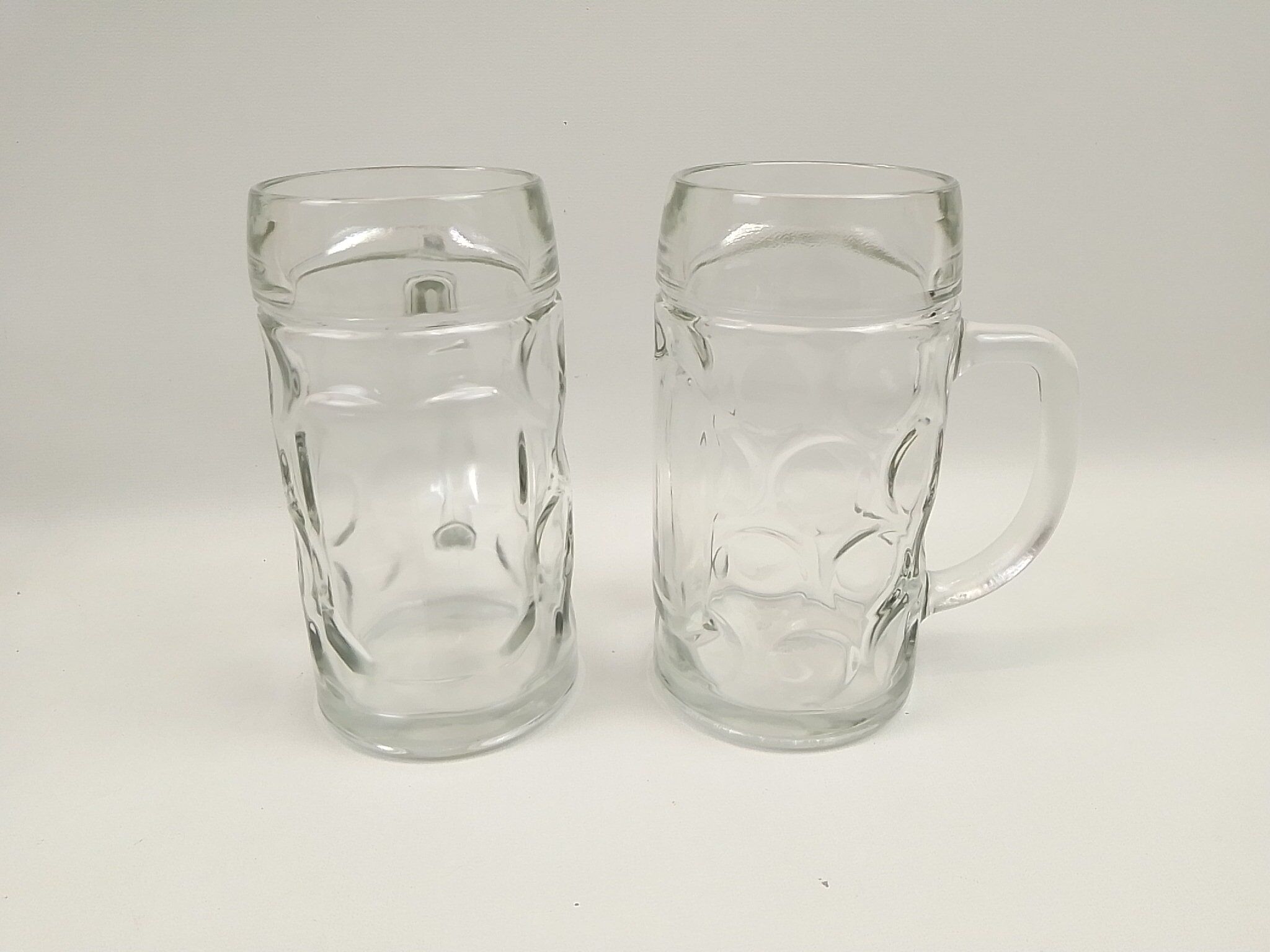 Lot of 6 transparent glass beer mugs 0.5 L