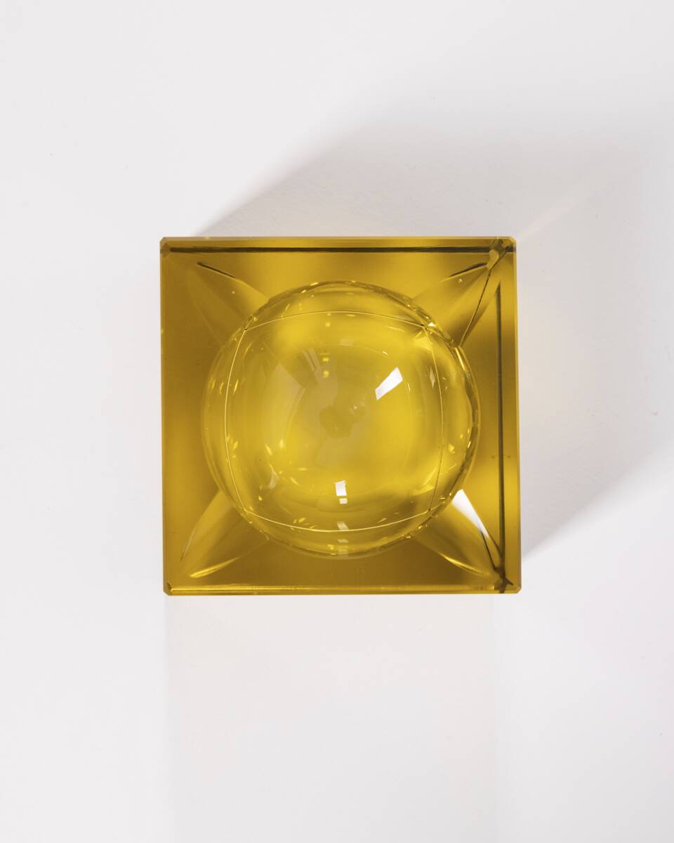 Vintage 1960s Yellow Crystal Ashtray, German Design