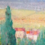 Blue and yellow hills, oil on canvas signed