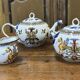 Tea and coffee service in Gien earthenware from the late 19th century with Renaissance decoration.