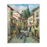 Huile sur toile "Grimaud Village" signée HL