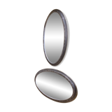 Pair of silver oval mirrors 79x46cm