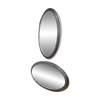 Paire de miroirs oval argenté 79x46cm