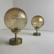 Pair of vintage amber glass wall lights