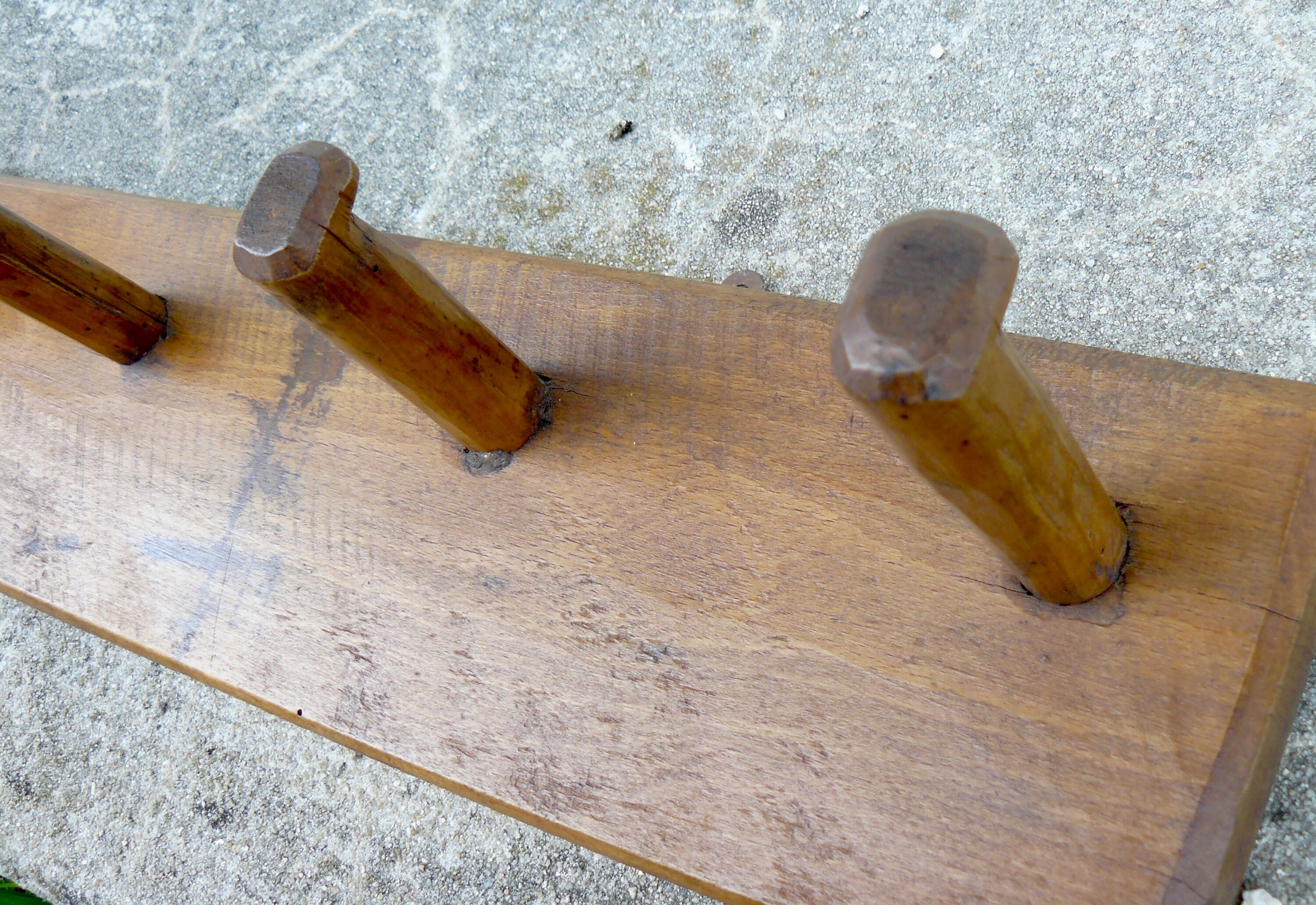 Coat rack brutalist wood folk art
