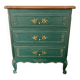 Commode bois massif relooké vert pinède patiné