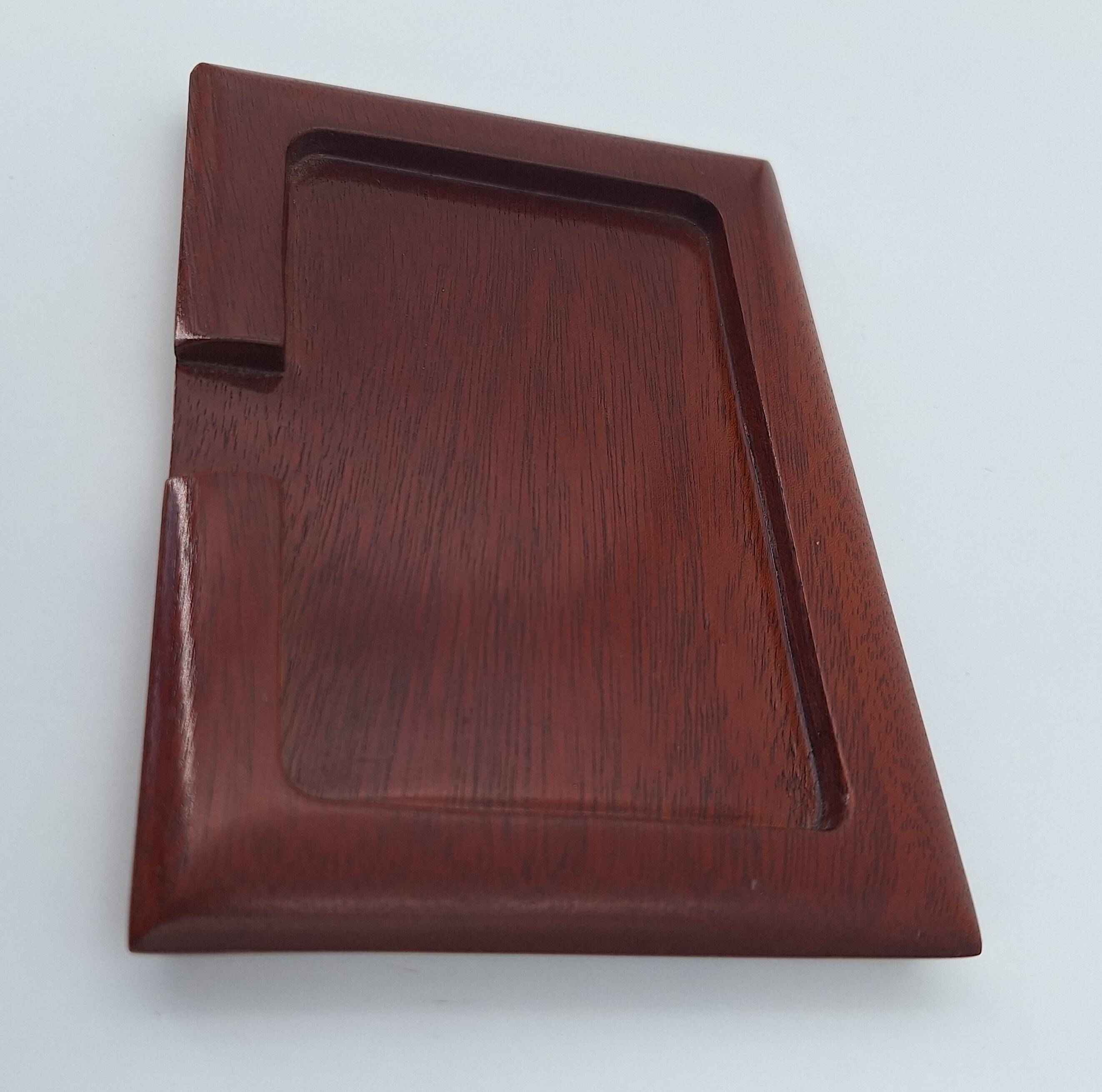 Small card holder tray in hollowed solid mahogany circa 1960 (dlg Noll) C in Paris
