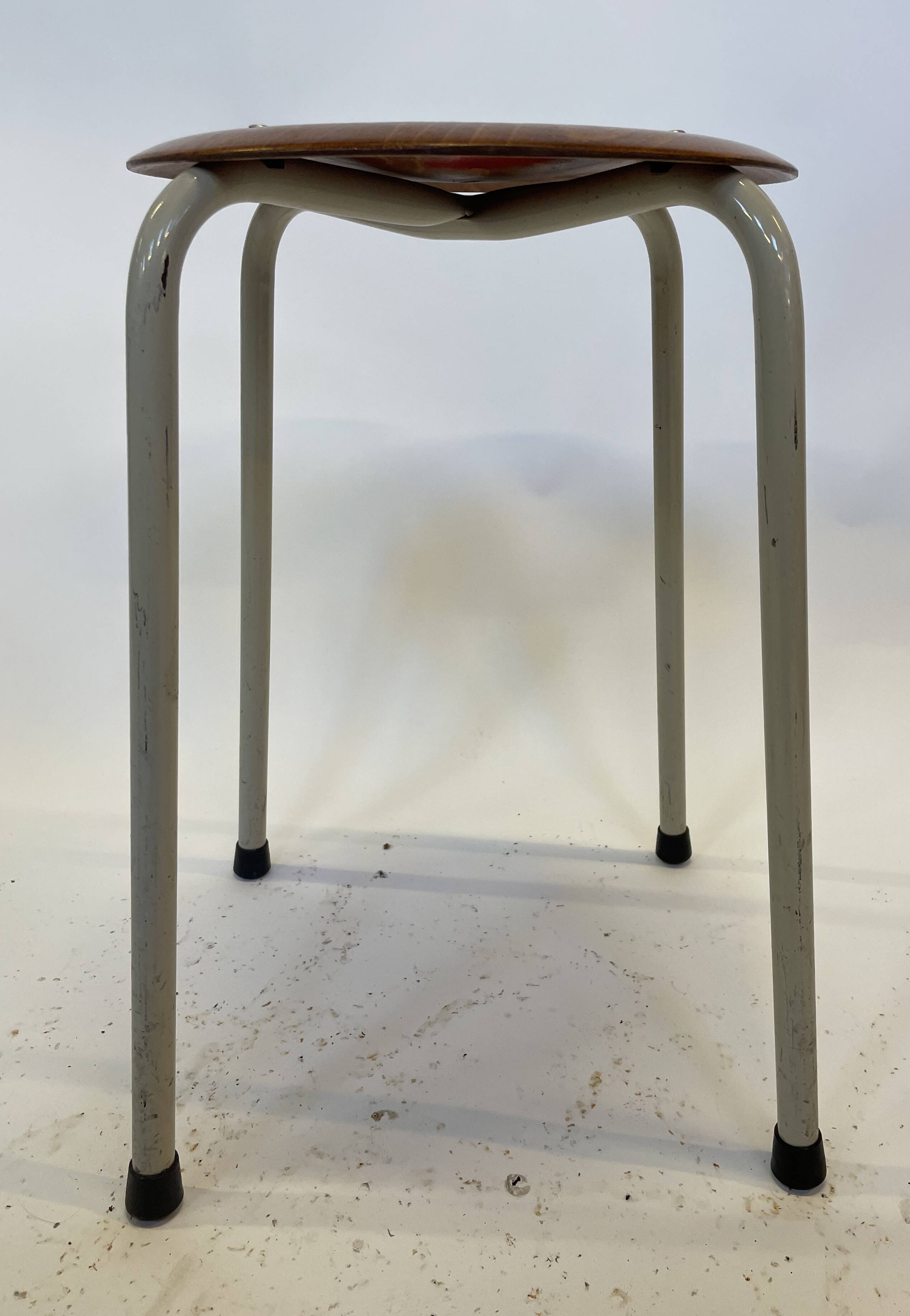 Vintage school stool, 1970s industrial design, Dutch minimalist